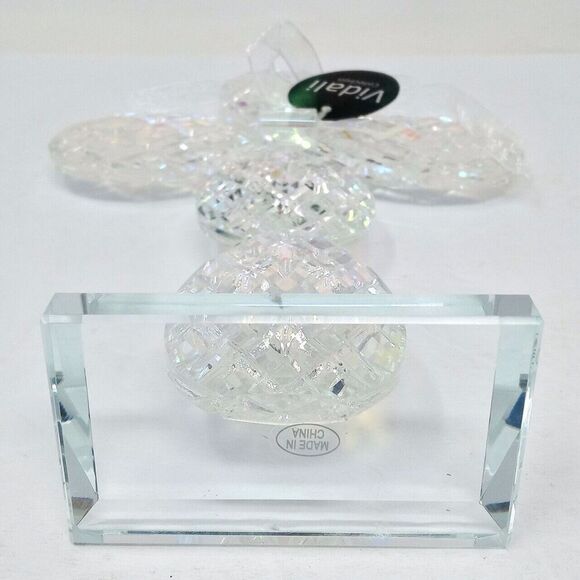 NWT Vidali Iridescent 8.75" Tall Crystal Cross Paperweight Wedding Baptism Decor - Picture 5 of 7